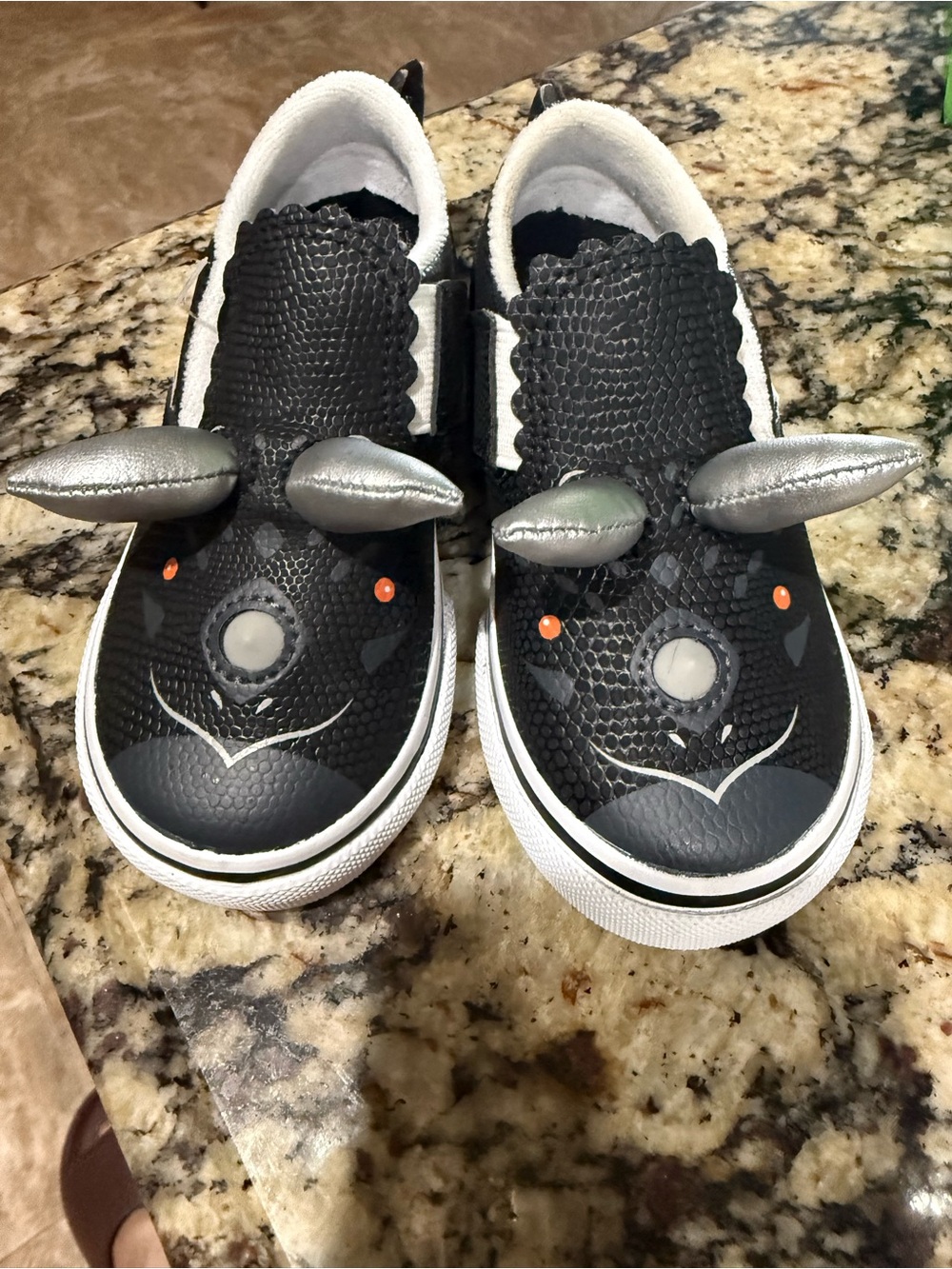 Vans Black Kids Monster Slip-On Sneakers with Silver Horns